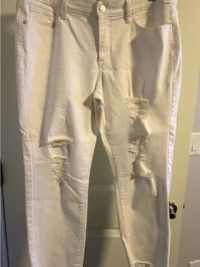 a.n.a White Distressed Skinny Jeans for Women